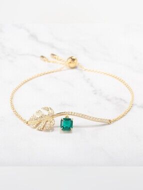 Swarovski Tropical Bracelet – Green Crystal, Gold-Tone Plated